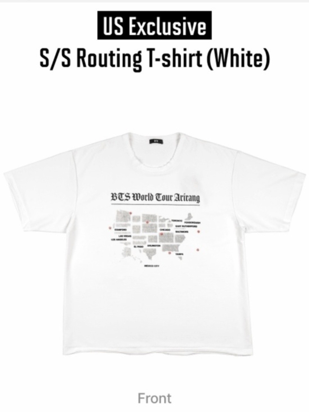 BTS ARIRANG World Tour Map Graphic Tee - White Size Large (New) - Picture 6 of 7